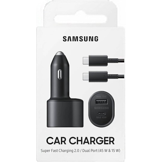 45W Duo Car Power Adapter + Cable Retail Package Original